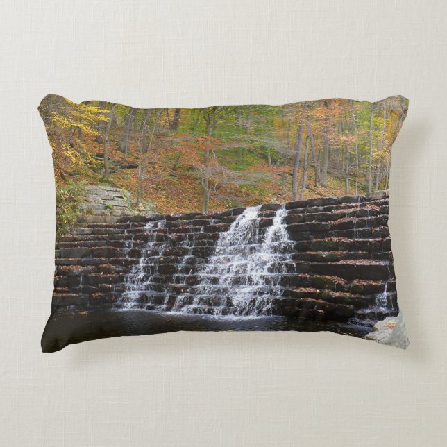 Waterfall at Laurel Hill State Park I Decorative Cushion (Front)