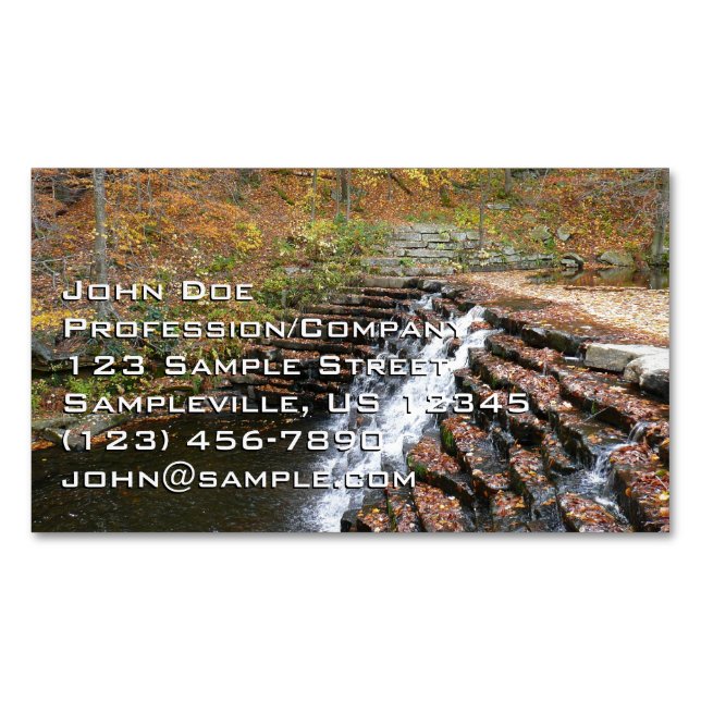Waterfall at Laurel Hill State Park II Magnetic Business Card (Front)
