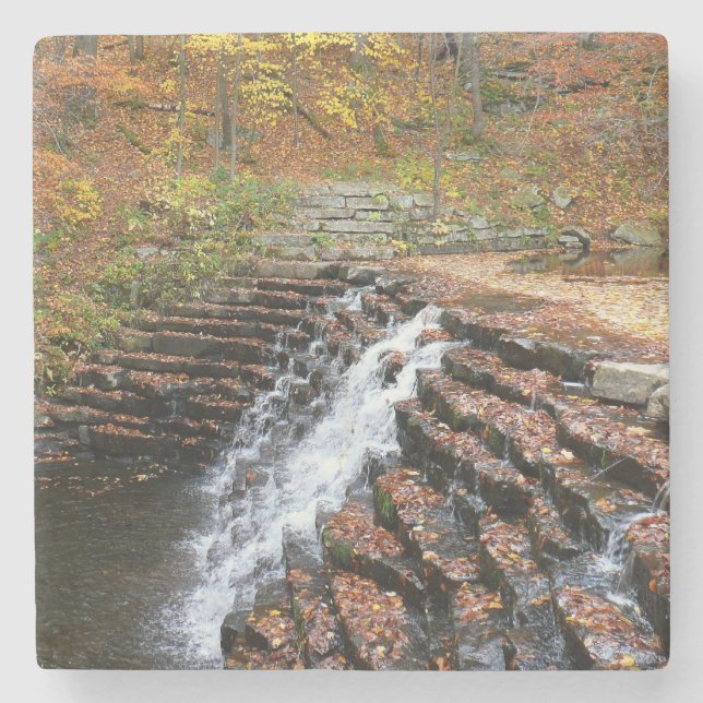 Waterfall at Laurel Hill State Park II Stone Coaster (Front)