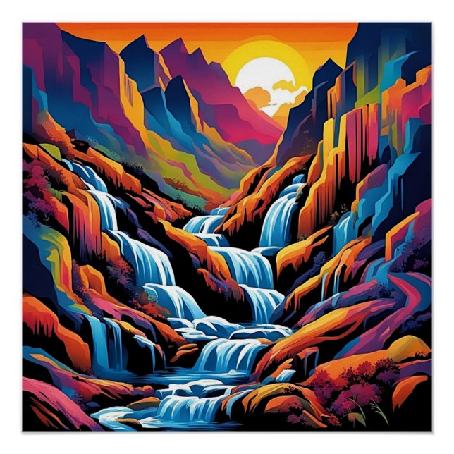 Waterfall at sunrise 1 poster (Front)