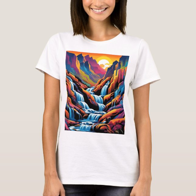Waterfall at sunrise 1 T-Shirt (Front)
