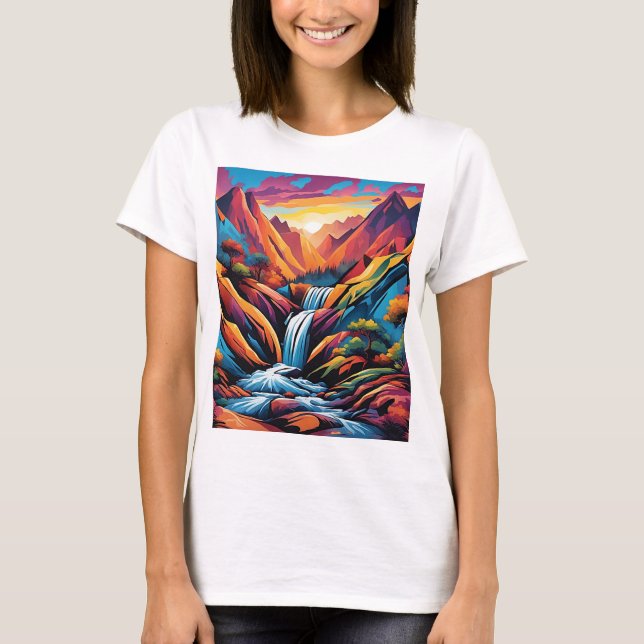 Waterfall at sunrise 3 T-Shirt (Front)