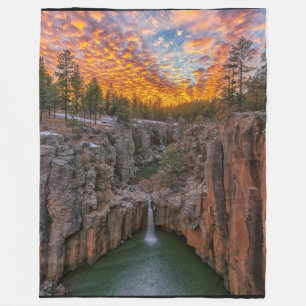 WATERFALL at SUNSET Fleece Blanket