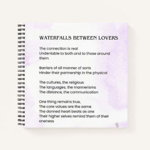 Waterfall Between Lovers Uplifting Poem Poster Notebook