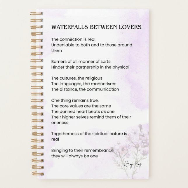 Waterfall Between Lovers Uplifting Poem Poster Planner (Front)