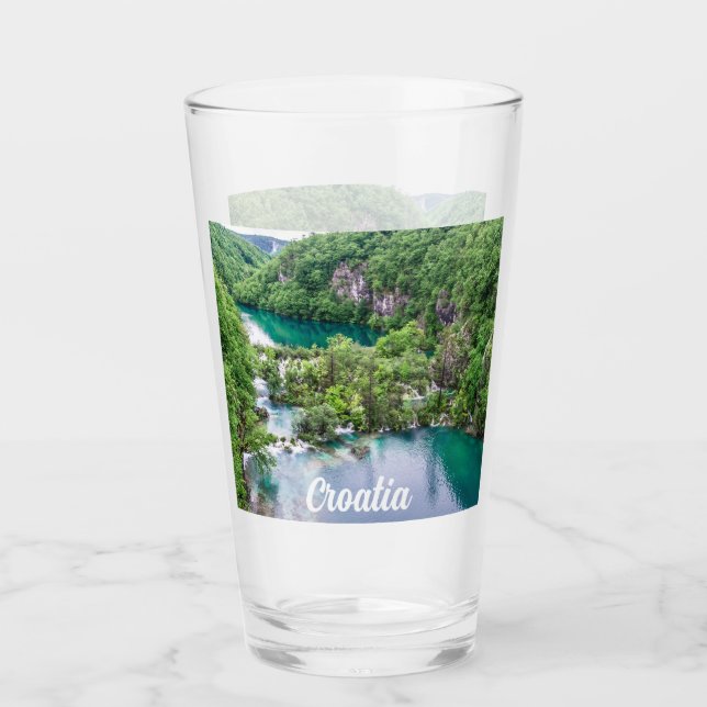 Waterfall cascade in Plitvice Lakes Park, Croatia Glass (Front)