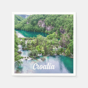 Waterfall cascade in Plitvice Lakes Park, Croatia Napkin