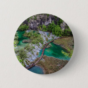 Waterfall cascade of Plitvice lakes park 6 Cm Round Badge