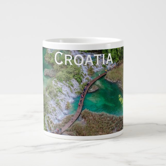 Waterfall cascade of Plitvice lakes park Large Cof Coffee Mug (Front)