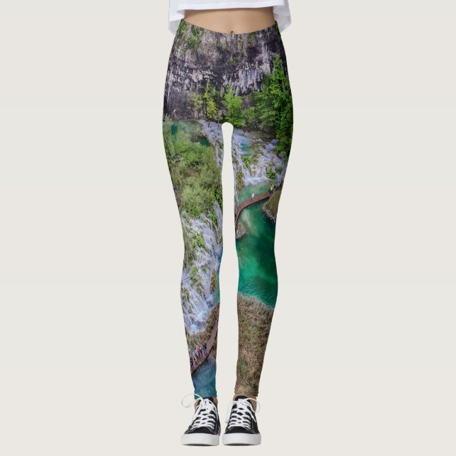 Waterfall cascade of Plitvice lakes park Leggings (Front)