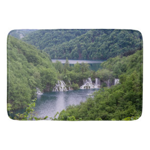 Waterfall cascade with green forest in Croatia Bath Mat