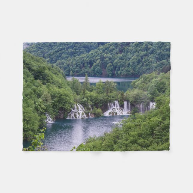 Waterfall cascade with green forest in Croatia Fleece Blanket (Front (Horizontal))