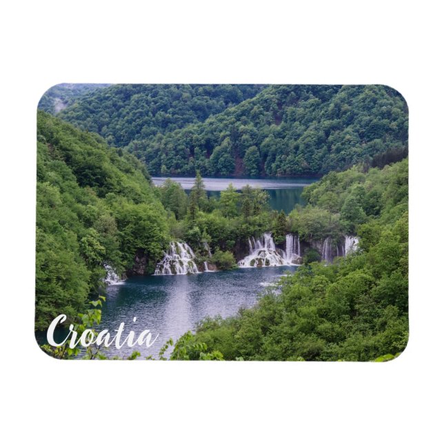 Waterfall cascade with green forest in Croatia Magnet (Horizontal)