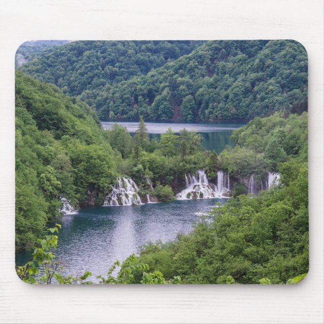 Waterfall cascade with green forest in Croatia Mouse Pad (Front)