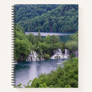 Waterfall cascade with green forest in Croatia Notebook