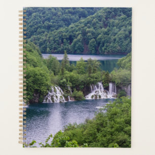 Waterfall cascade with green forest in Croatia Planner