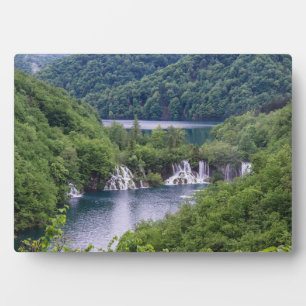 Waterfall cascade with green forest in Croatia Plaque