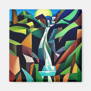 Waterfall cascades down the mountain 4 magnet