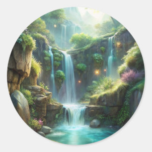 Waterfall Classic Round Sticker