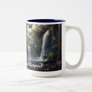 Waterfall coffee mug with daily mantra