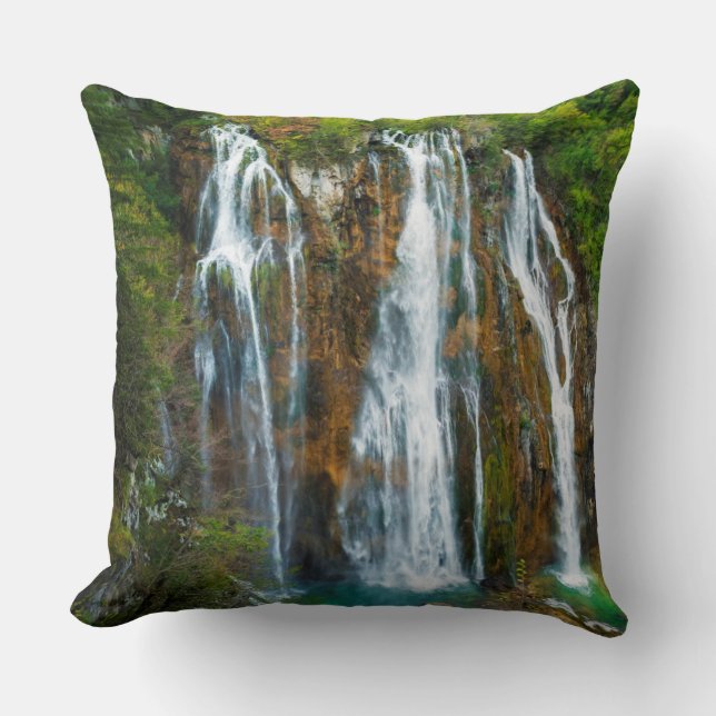 Waterfall elevated view, Croatia Cushion (Front)