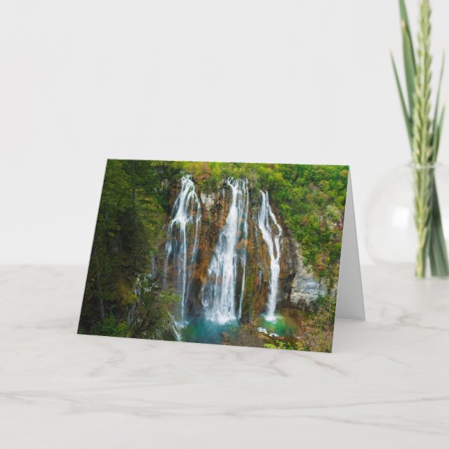 Waterfall elevated view, Croatia Holiday Card (Front)