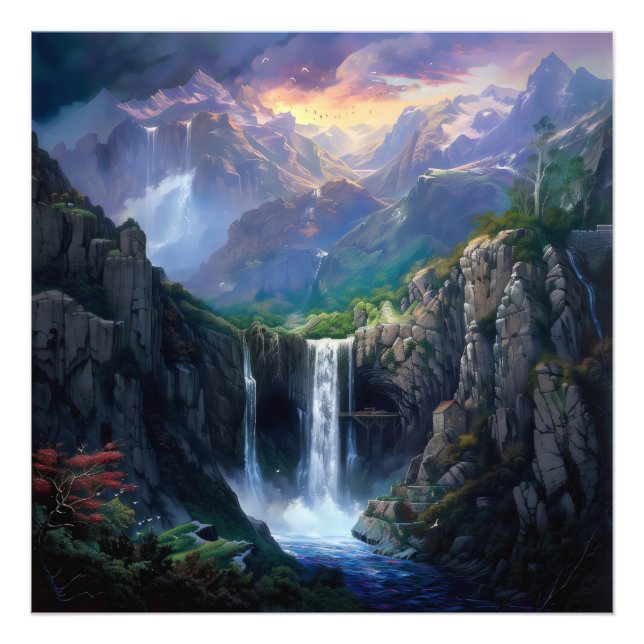 Waterfall Fantasy World Photo Print (Front)