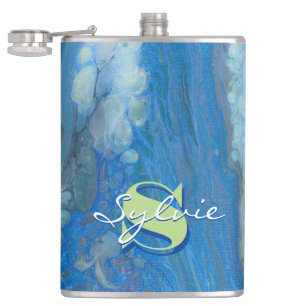 Waterfall Fluid Painting Hip Flask
