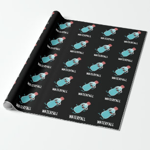 Waterfall Funny Water Pun Dark BG Wrapping Paper