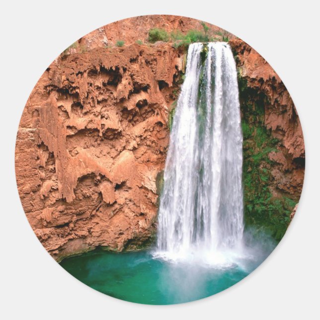 Waterfall Havasupai Mooni Grand Canyon Arizona Classic Round Sticker (Front)