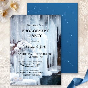 Waterfall Ice and Light Sparkles Engagement Invitation