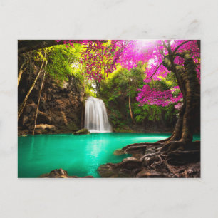 Waterfall in Autumn Forest Postcard