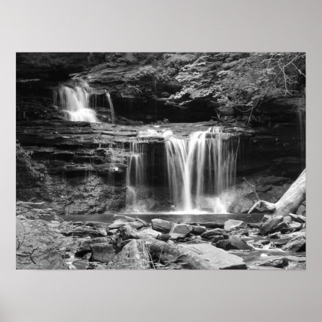 Waterfall in black and white Print (Front)