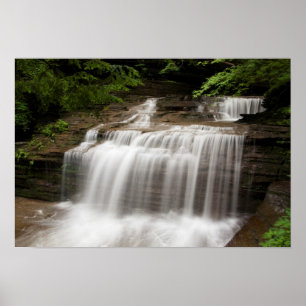 Waterfall in Buttermilk Falls State Park, New York Poster