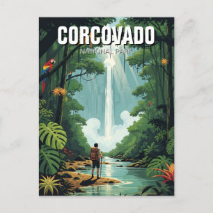 Waterfall in Costa Rica Corcovado National Park Postcard