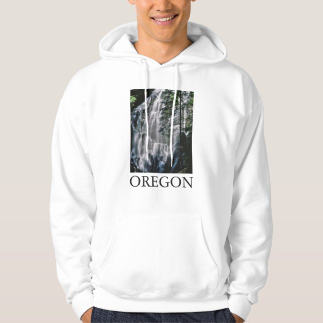 Waterfall in forest, Oregon Hoodie (Front)