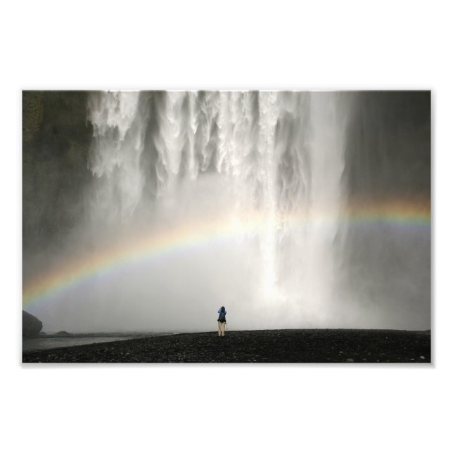 Waterfall in Iceland with a rainbow Photo Print (Front)