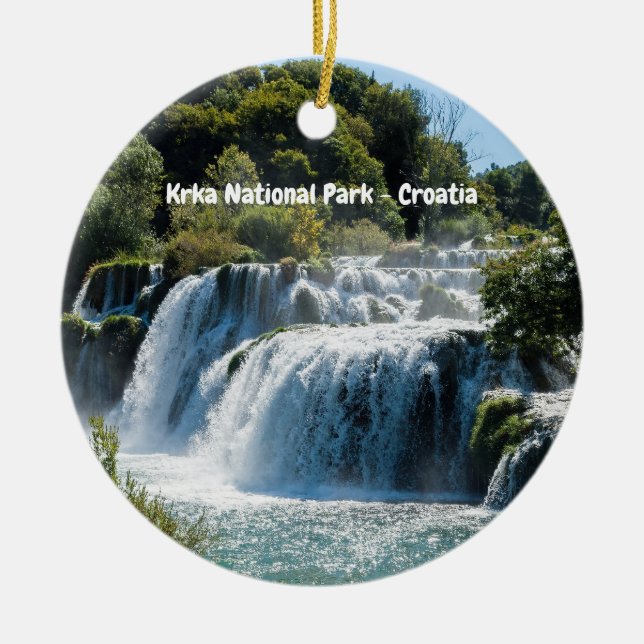 Waterfall in Krka National Park - Dalmatia,Croatia Ceramic Tree Decoration (Front)