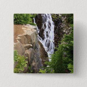 Waterfall in Mount Rainier National Park 15 Cm Square Badge