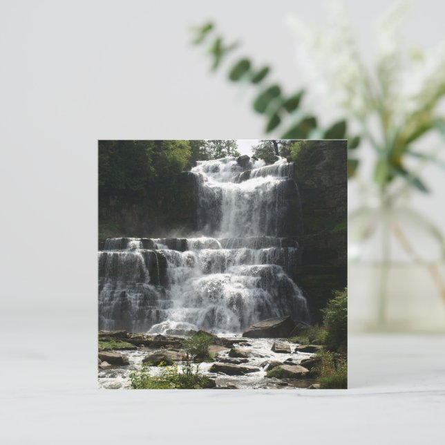 Waterfall in Nature Picture on a Greeting Card (Standing Front)