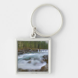 Waterfall In Sheep River In Rocky Mountains Key Ring