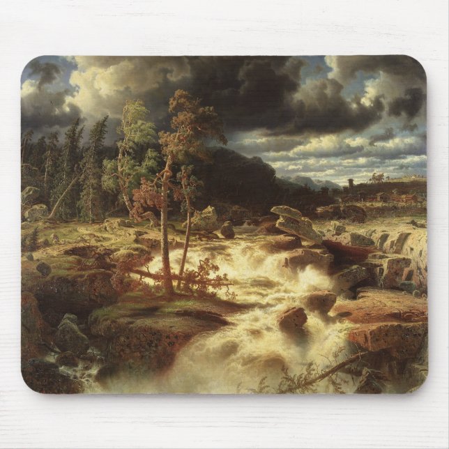 Waterfall in Sweden (by Marcus Larson) Mouse Pad (Front)
