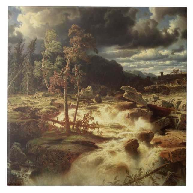 Waterfall in Sweden (by Marcus Larson) Tile (Front)