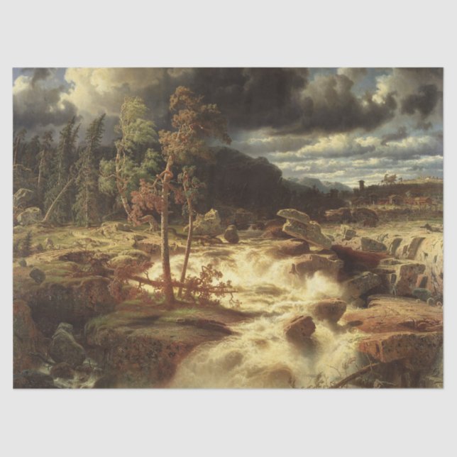 Waterfall in Sweden (by Marcus Larson) Tissue Paper (Front)