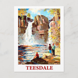 Waterfall in Teesdale, England, vintage travel Postcard