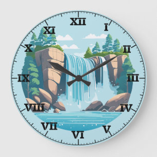 Waterfall In The Rocky Mountains Wall Clock