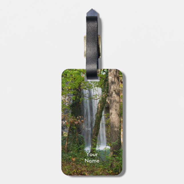 Waterfall In The Woods Luggage Tag (Back Vertical)