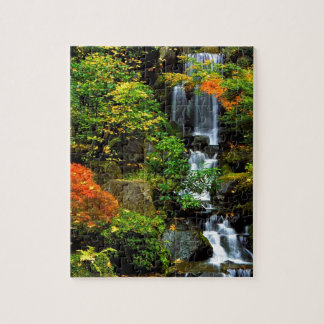 Waterfall Japanese Garden Portland Jigsaw Puzzle