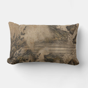 Waterfall (Japanese Landscape Art) (Kano Motonobu) Lumbar Cushion