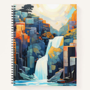 Waterfall Landscape Concept Abstract Colourful Art Notebook